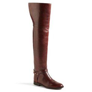 Burberry Carmack Bordeaux Leather Over-The-Knee Riding Boots